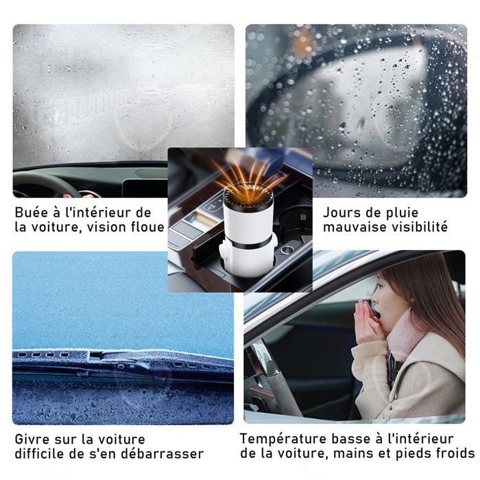 Calefactor para coche de 12 V y 150 W, calefactor con ventilador 2 en 1 para coches, descongela y desempaña rápidamente el interior del coche.