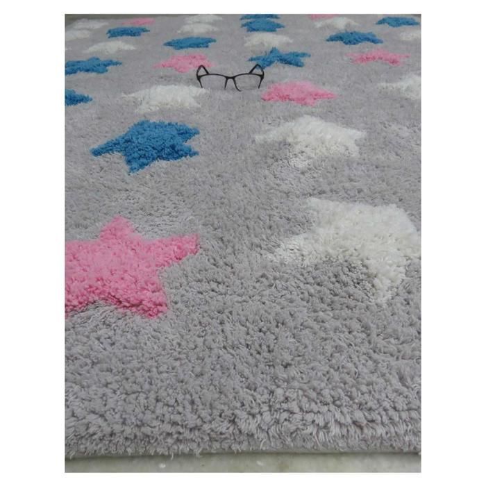 Tapis enfant 160x230 rectangle fait main en coton multicolore CETOIL