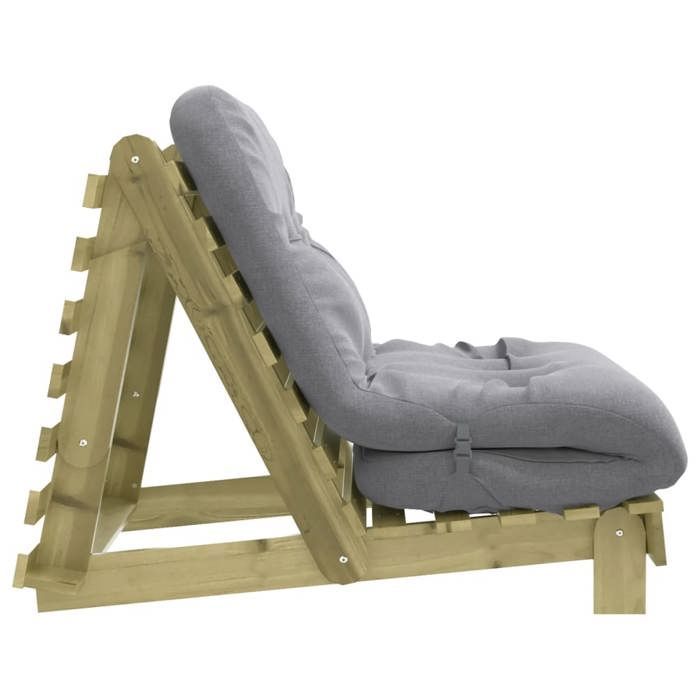 Sofá cama - Sofá cama futón con colchón de 80x206x11 cm, madera de pino impregnada 904717