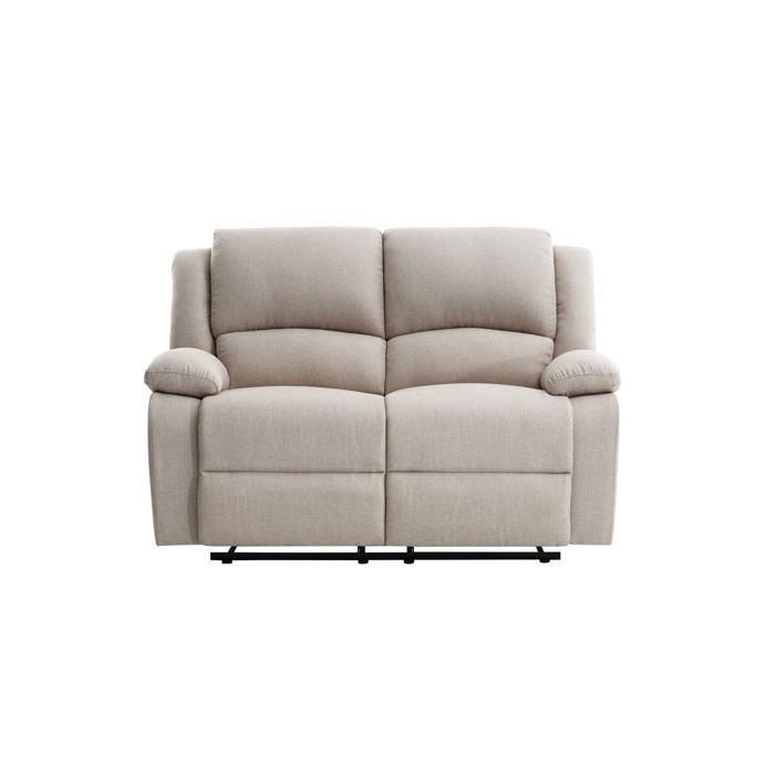 LEO 2-Sitzer-Sofa mit manueller Relaxfunktion, Stoffbezug, Beige, B 143 x T 93 x H 96 cm, LOUNGITUDE