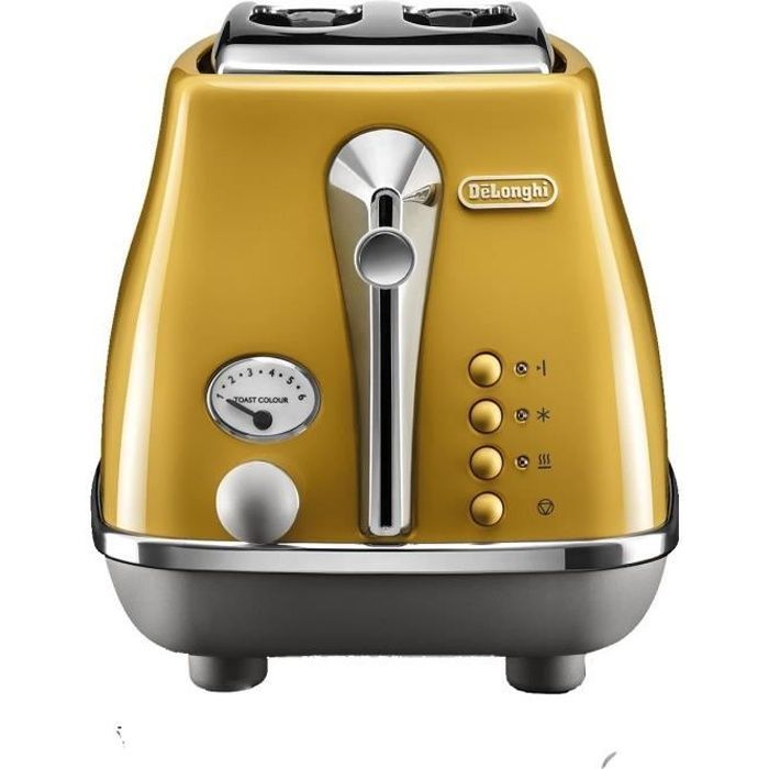 Tostadora De'Longhi Icona Capitals - 2 rebanadas - 900W - Calientabolas - Amarilla