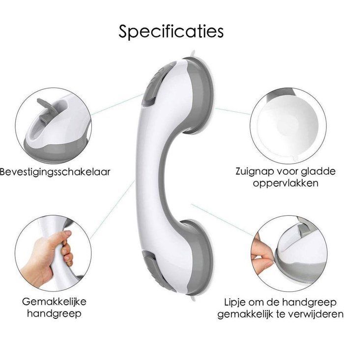 Sicherheits-Haltegriff mit Saugnäpfen für Badezimmer, rutschfeste Unterstützung, Mobilitätshilfe für Dusche oder Badewanne, einfache Montage