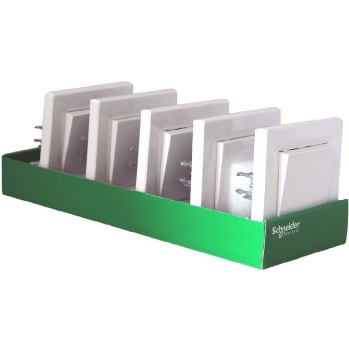 Two-way switch - SCHNEIDER ELECTRIC - ASFORA - Pack of 5 - White - Plastic - Indoor