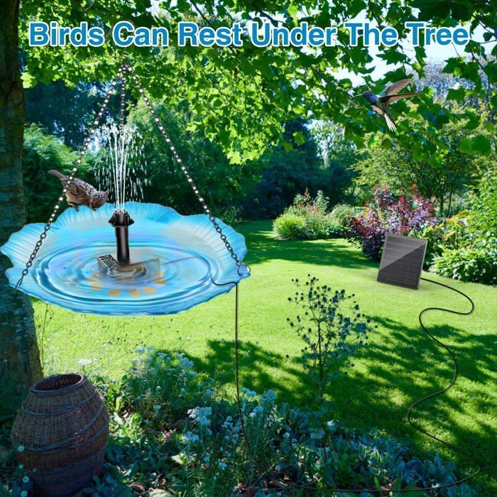 Fontaine Solaire Extérieur, 2024 Upgraded Flottante Pompe Bassin Solaire, Fontaine Solaire Verre avec 8 Buses, 9.84ft Fil