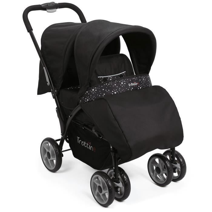 Carrinho de Bebê Duplo TROTTINE TWINBI Preto Estrela