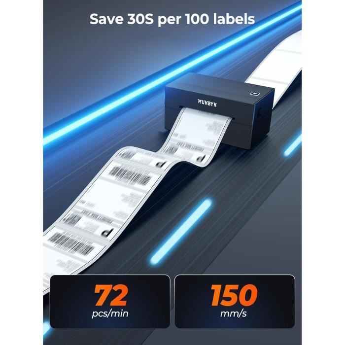 MUNBYN 130B – Bluetooth-Thermodrucker für Etiketten, 40–110 mm, 150 mm/s, 203 dpi