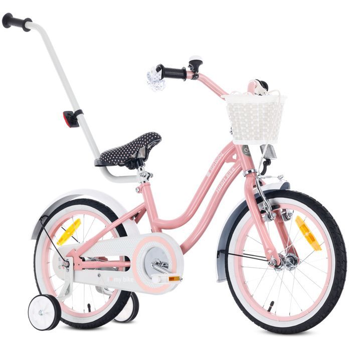 Kinderfiets - Hartfiets - 40 cm wielen - Leeftijd 4 tot 6 jaar - Mandje - Bel - Spatborden - Roze