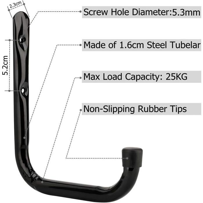 Juego de 6 ganchos de almacenamiento para escalera de garaje de 17 cm, soporte de pared resistente para sillas plegables (19 cm x 17 cm).