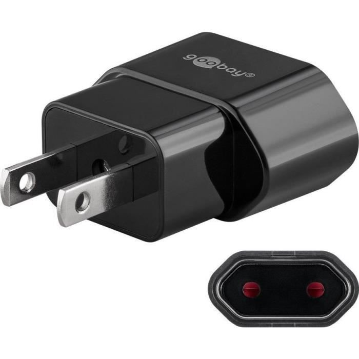 Power adapter - Goobay - EURO to US/JAP - Super-compact - Black - 2-pin male plug