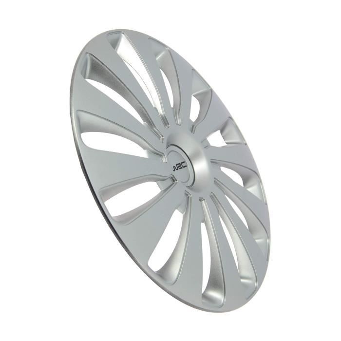 Juego de 4 embellecedores de rueda de 14 pulgadas en gris metalizado - WRC - SEPANG - Aspecto deportivo - Instalación rápida y sencilla con clips