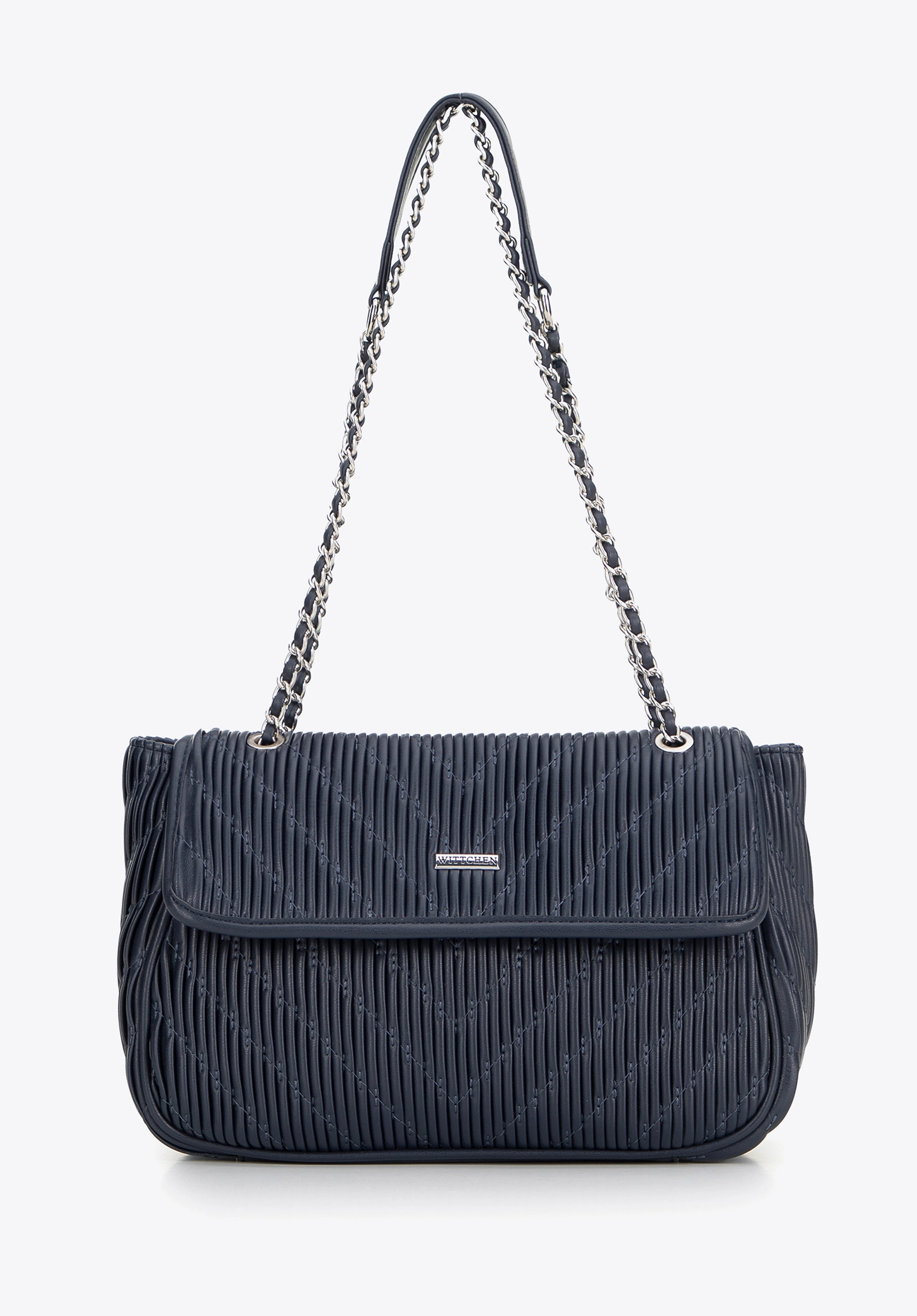 Crossbody z ekoskóry na łańcuszku granatowa