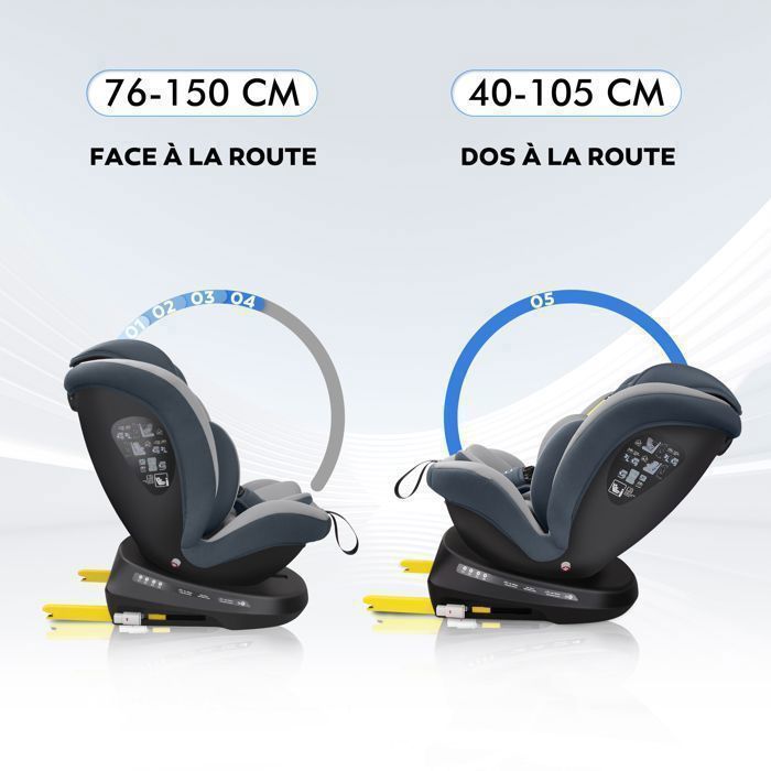 Reecle I-Size Siège Auto 360° Pivotant ISOFIX 40-150 cm, de la naissance à 12 ans (0-36 kg), ECE R129, Gris