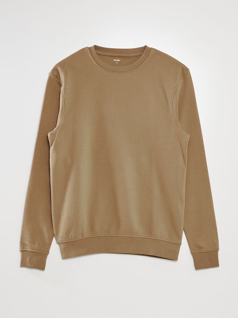 Sweatshirt met ronde hals - BEIGE