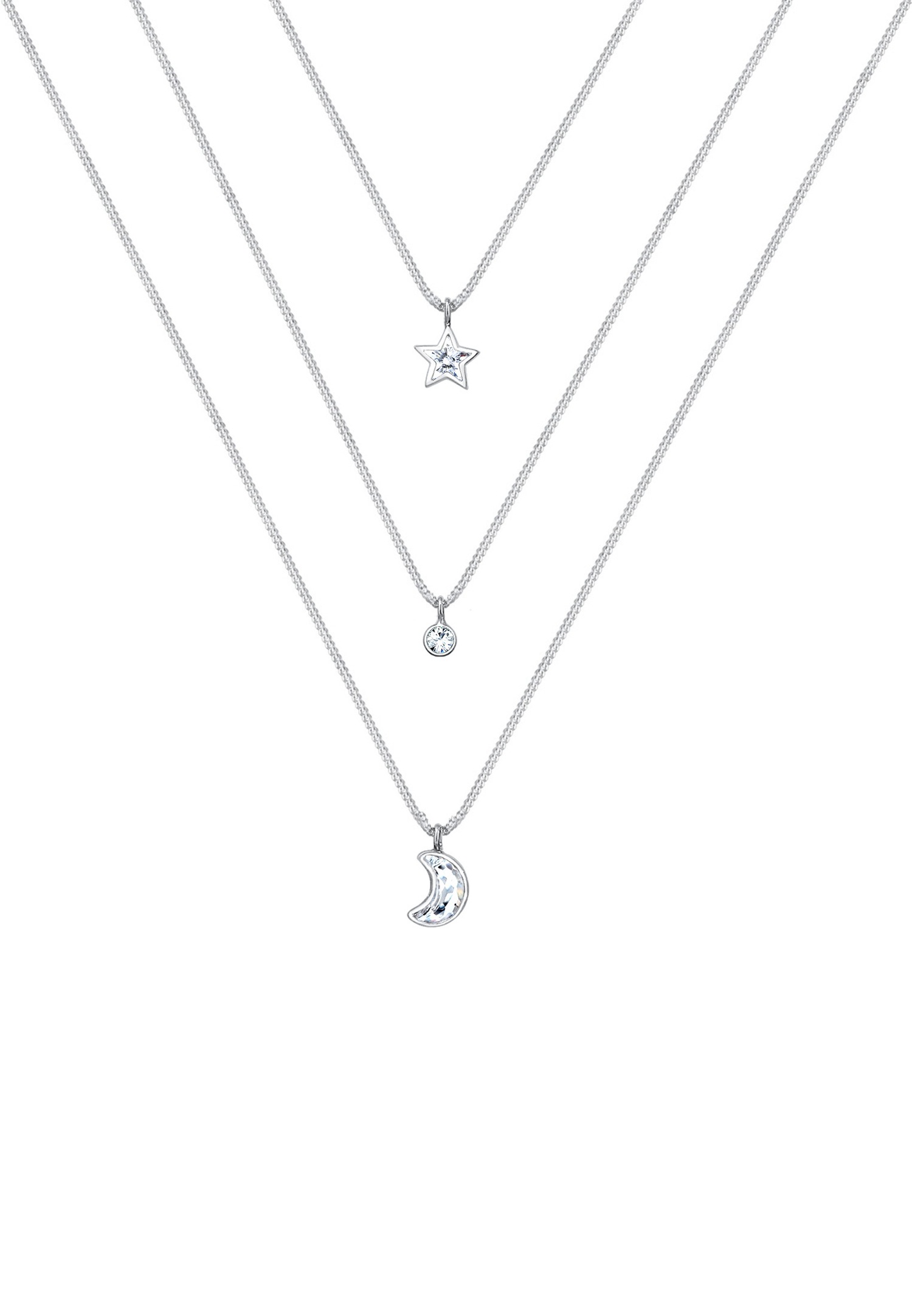 Elli Femmes couches look lune étoile avec cristaux en argent sterling 925