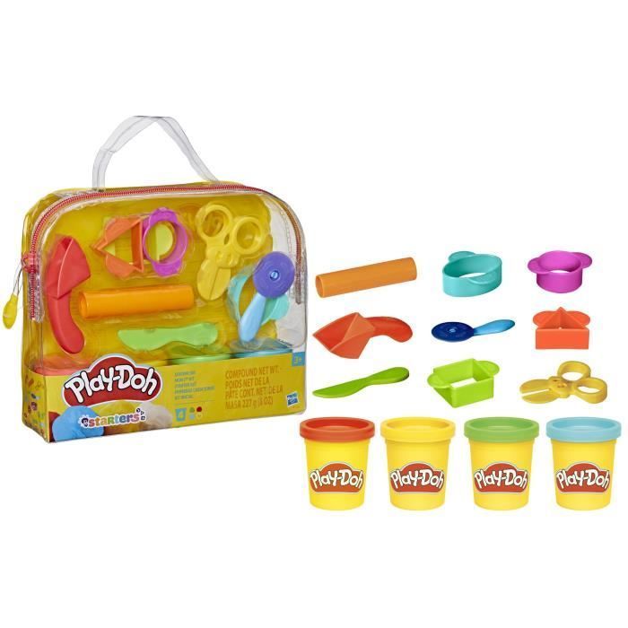 Play-Doh Mon 1er Kit, 9 accessoires avec étui de rangement et 4 pots de pâte à modeler, loisir créatif pour tout-petits, Dès 3 ans