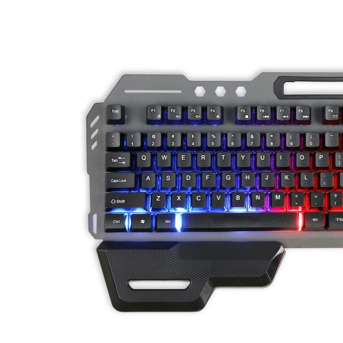 LIVOO TEA282 Clavier gamer semi mécanique filaire USB - AZERTY - Rétro-éclairage LED RGB - Support repose poignée amovible