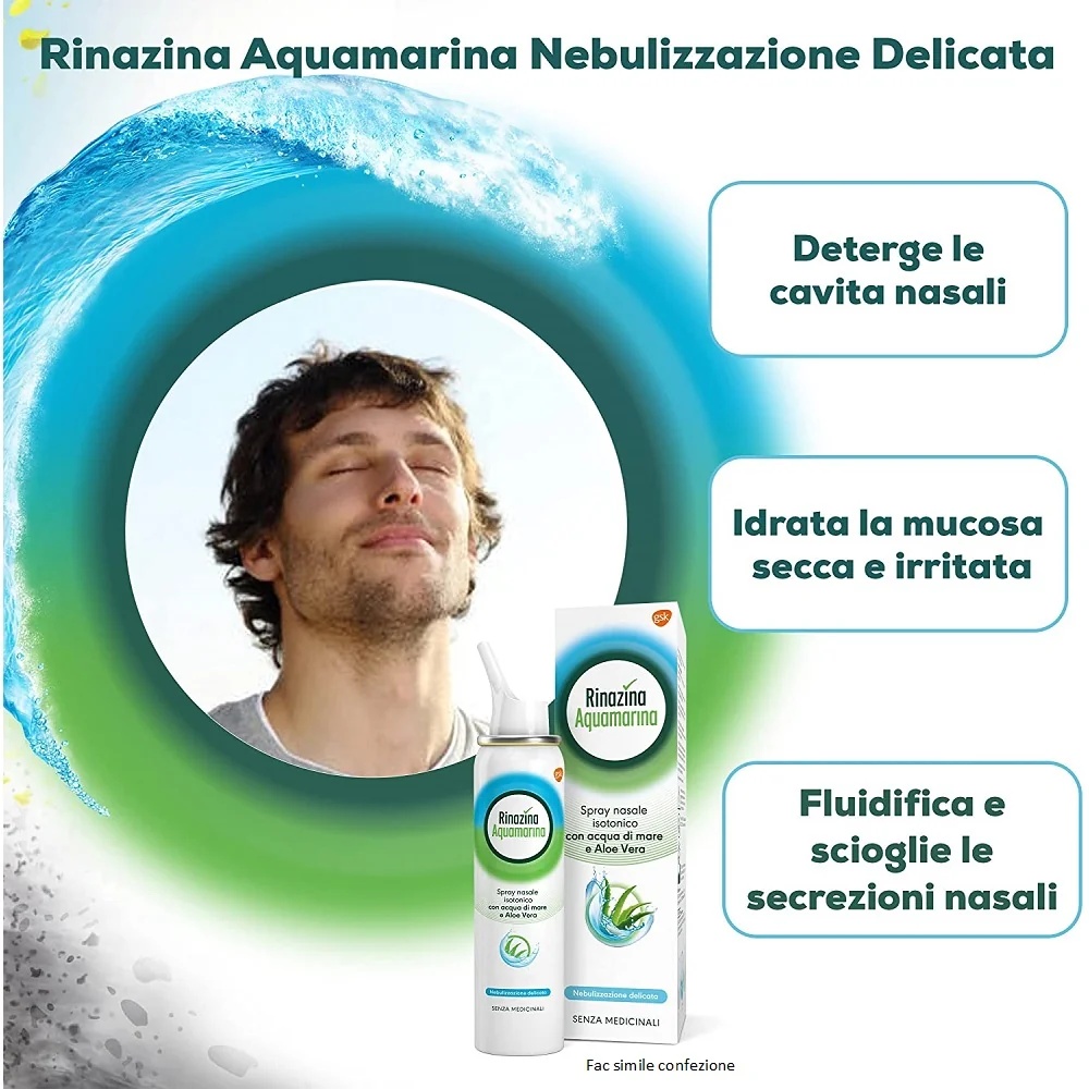 RINAZINA Rinazina Aquamarina espray nasal isotónico con aloe vera 100 ml higiene nasal