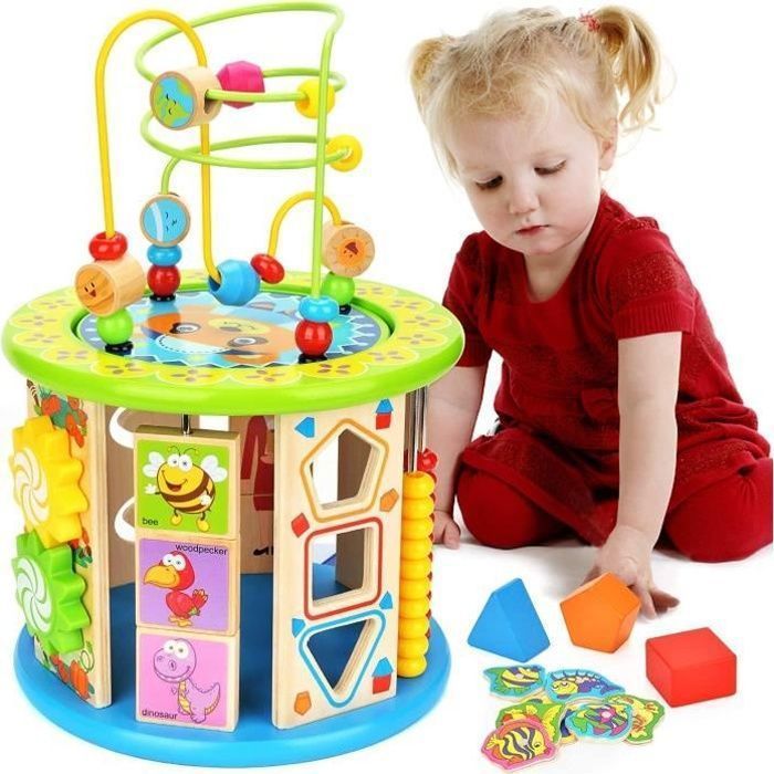 Cube d'activité en bois jouet multifonctionnel 10 en 1, cadeau de jouet éducatif interactif pour les jeux d'éducation précoce