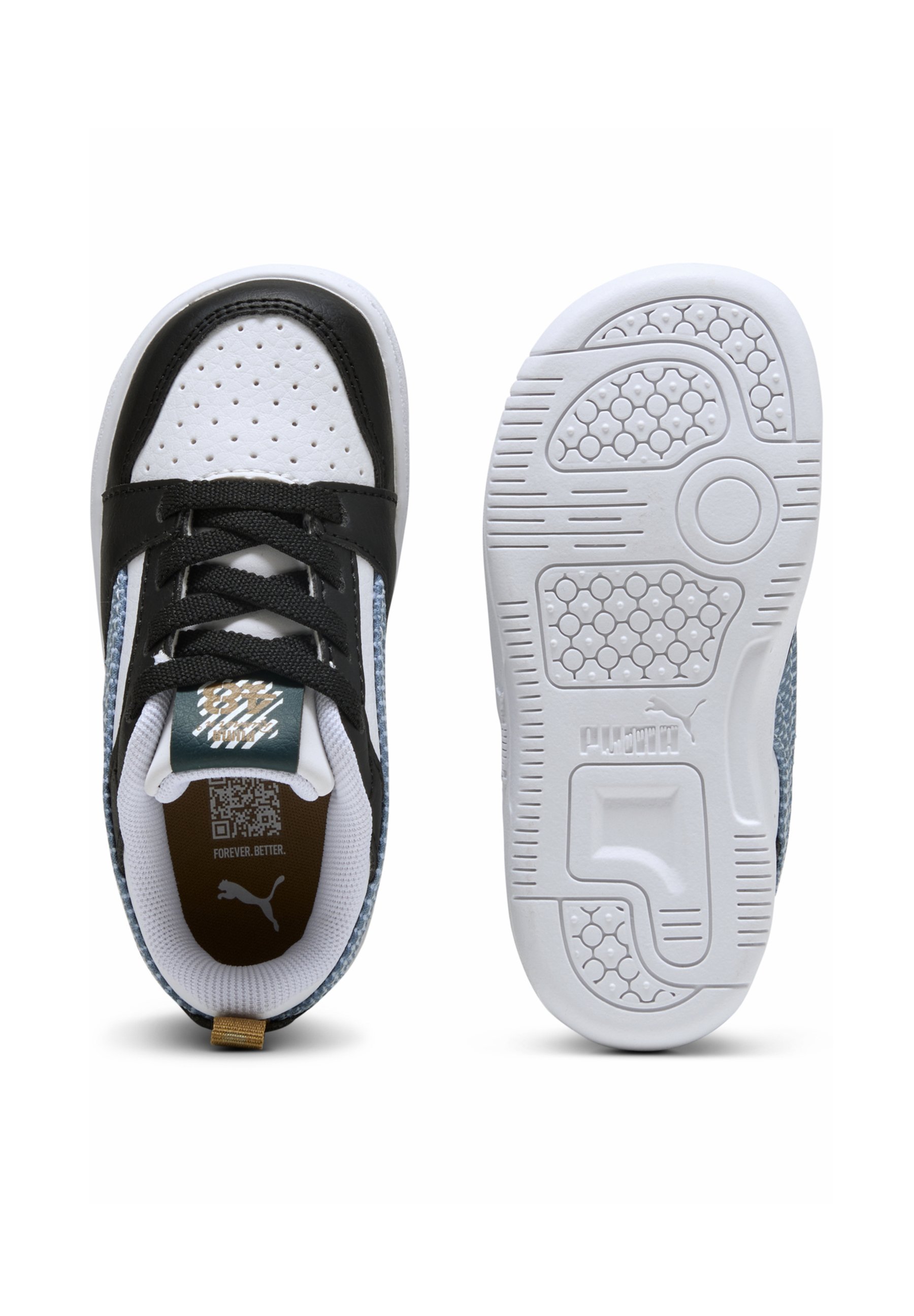 Baskets Puma REBOUND FUN - Chaussures bébé - noir/haute tropic/vert terrain