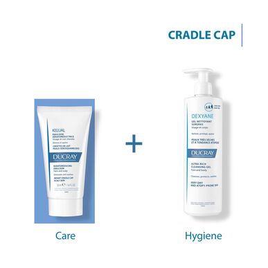 Ducray Kelual Keratoreducating Emulsion Beroligende hudpleie for ansikt og hodebunn, babyhud, emulsjon med vuggehette, 50 ml 50 ml