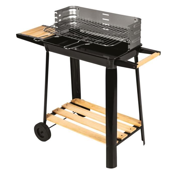CALABRIA Houtskoolbarbecue - Verchroomd stalen grillrooster - Kookoppervlak: 49 x 28 cm - Zwart