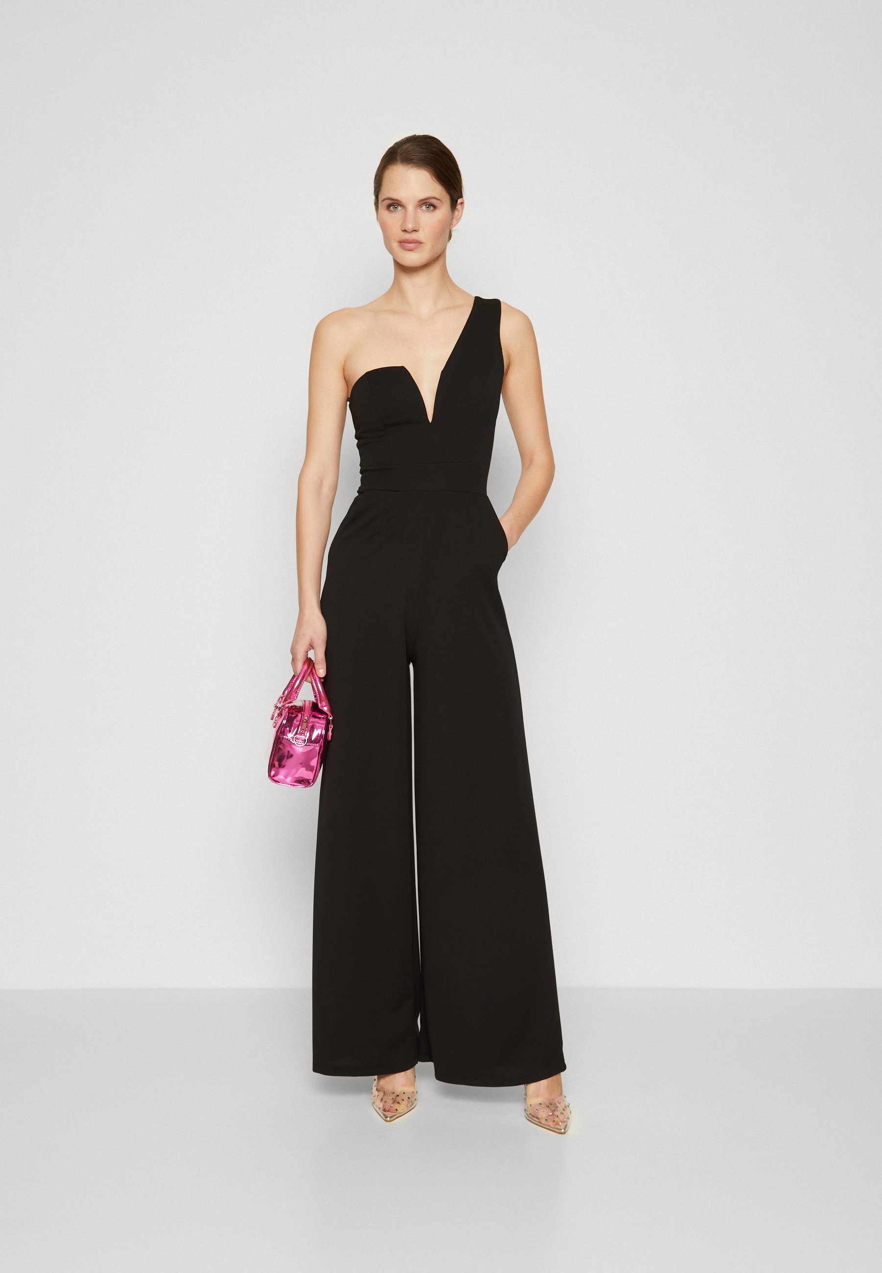Combinaison WAL G TALL WEDDING FLEUR à une épaule - noire