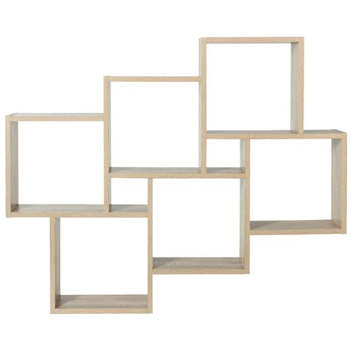 IDMARKET Etagère murale double position LUCAS bois façon hêtre