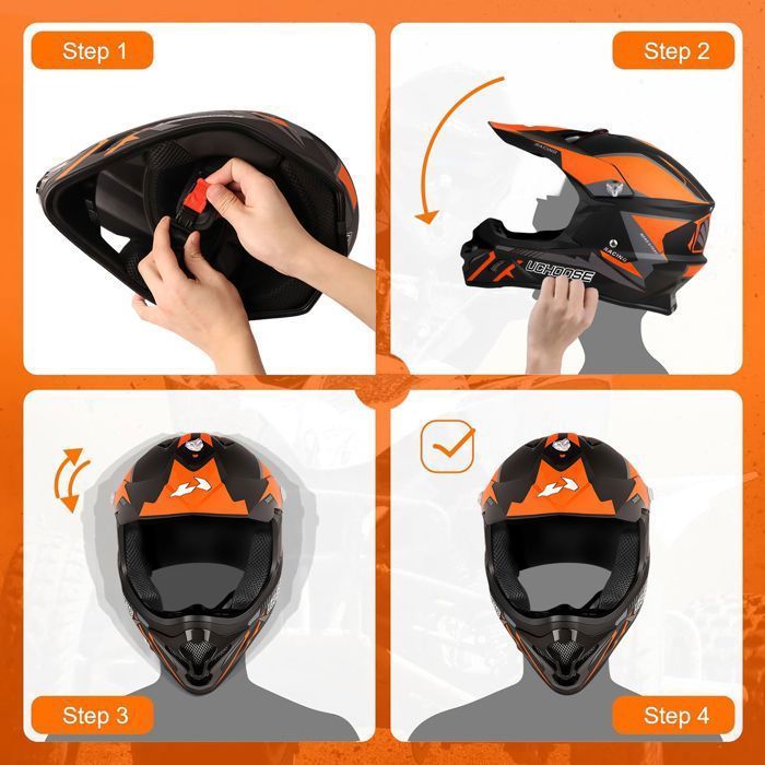 Casque de motocross adulte Orange-noir M