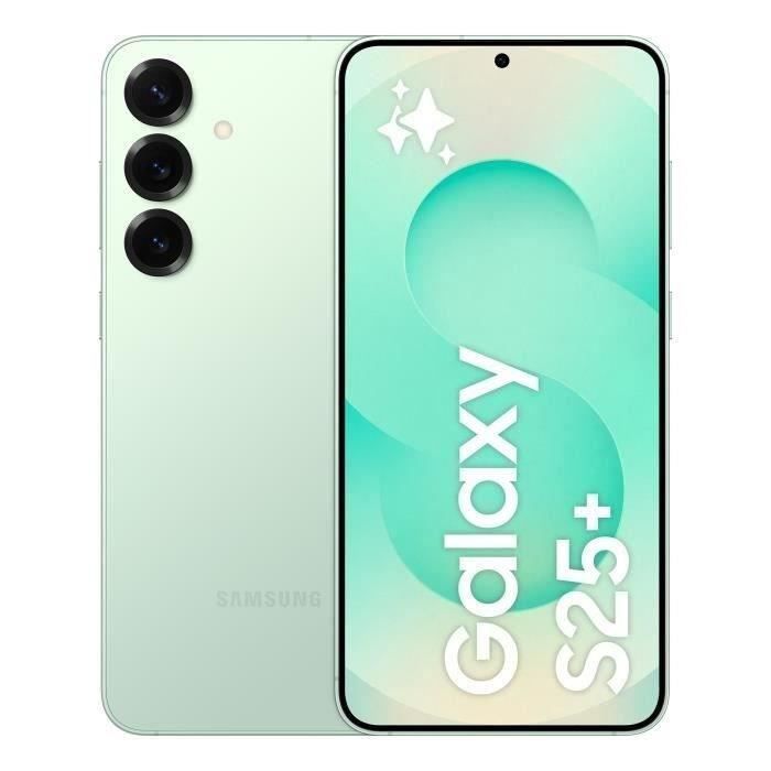 Smartphone SAMSUNG Galaxy S25 Plus AI da 256 GB, colore verde acqua.