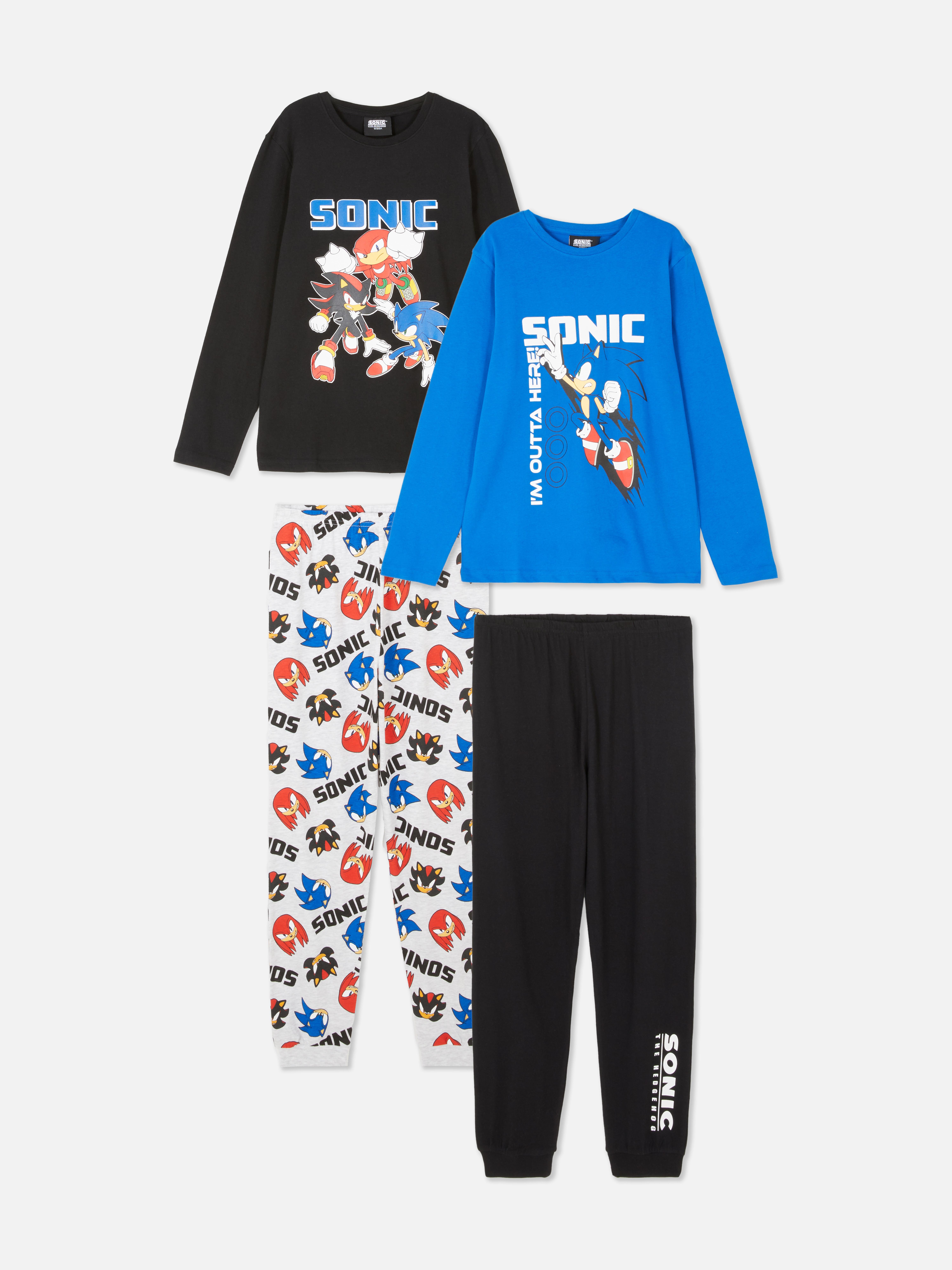 Sonic the Hedgehog mintás pizsama szett, 2 darabos szett Két hosszú pizsama szett Sonic the Hedgehog mintákkal