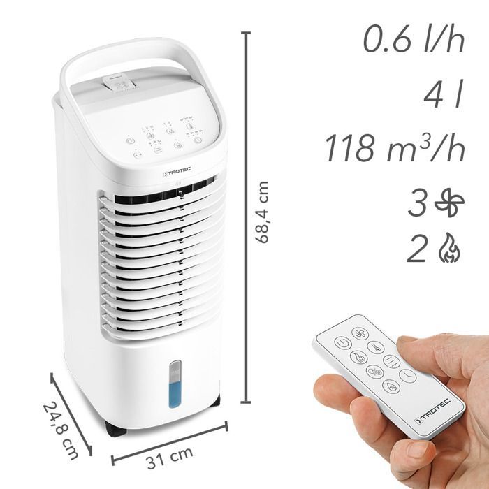 TROTEC PAE 19 H - 4-in-1 Air Cooler: Cooling, Heating, Humidifying and Ventilating - 118m³/h