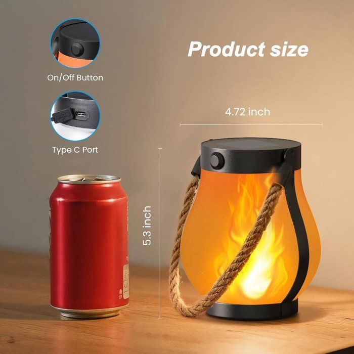 2 linternas solares para exteriores - Carga dual (USB/solar) - 2 modos - Resistentes al agua - Se pueden colgar o colocar sobre una superficie.