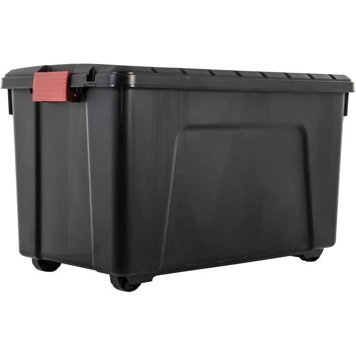 IRIS OHYAMA Juego de 2 cajas de almacenamiento DIY - Store It All - 110 L - Negro y rojo - 75 x 44,5 x 44,5 cm