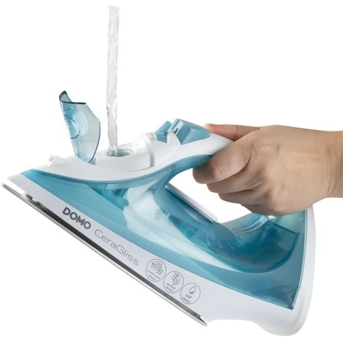 Plancha de vapor - DOMO - DO7060S CeraGliss - 2400 W - 40 g/min - 320 ml - Azul/Blanco
