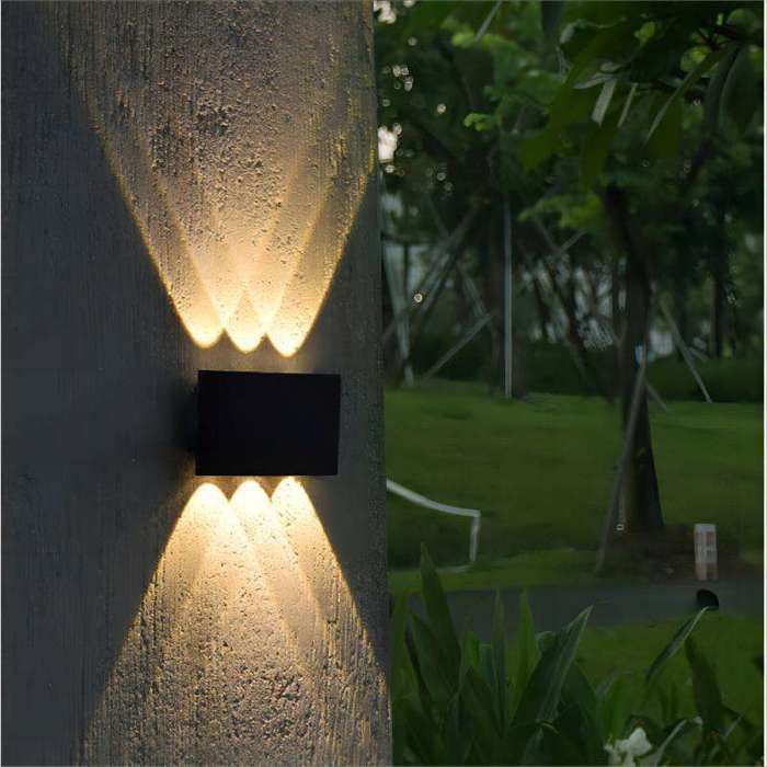 Applique murale LED - SMOTOP - 6W - Aluminium noir - Blanc chaud up-down