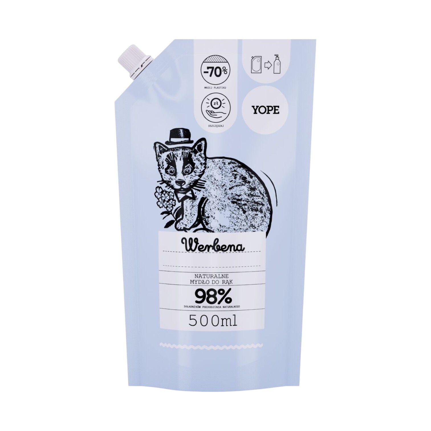 Yope dabīgo šķidro ziepju uzpilde ar verbenu, 500 ml