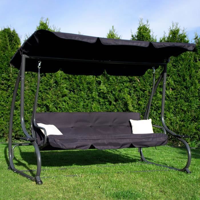 Columpio de jardín - SPRINGOS® - 4 plazas - 220 x 162 cm - 2 cojines - Función de cama