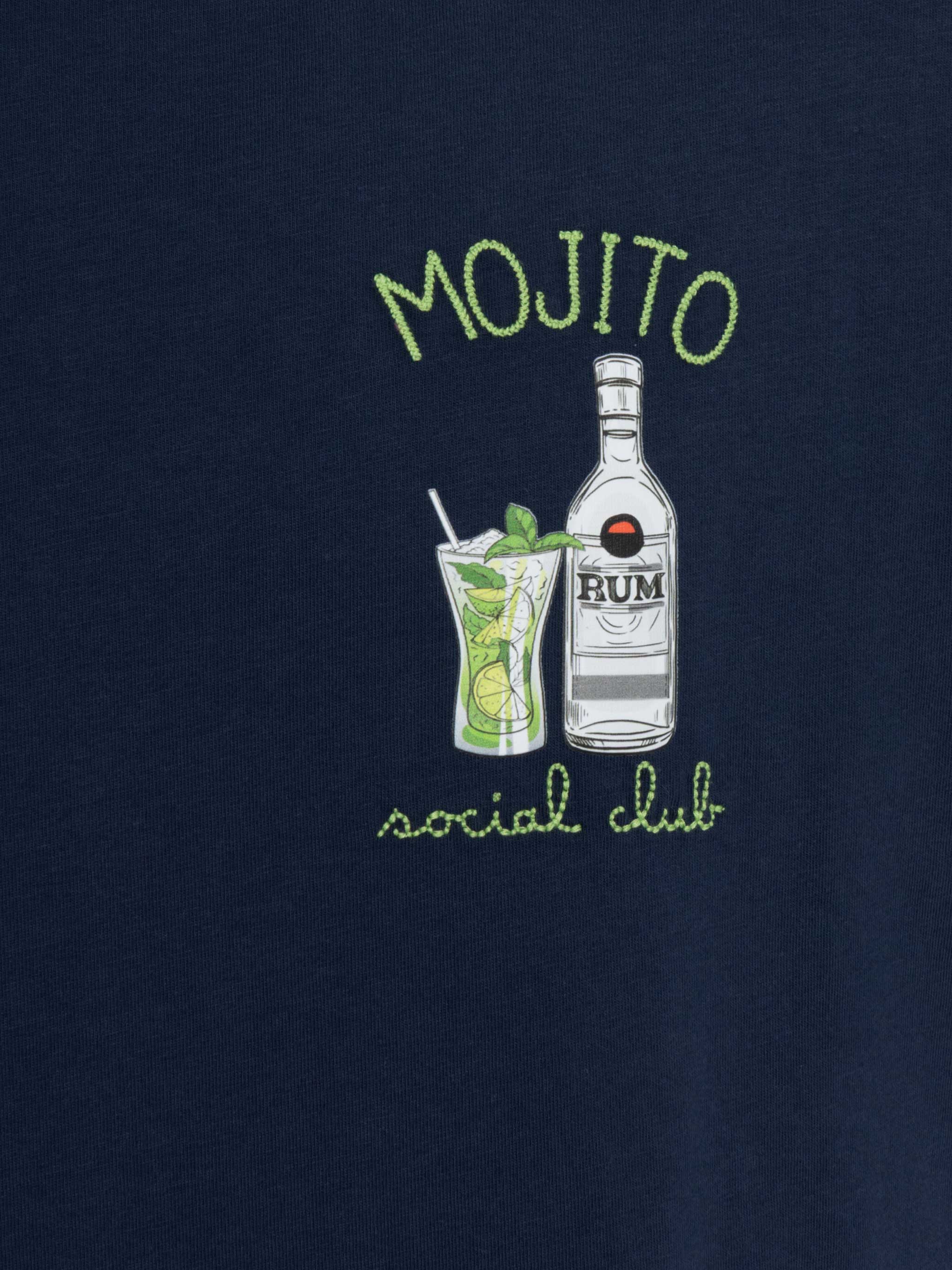 T-shirt voor heren van biologisch katoen met Mojito Social Club-borduurwerk.