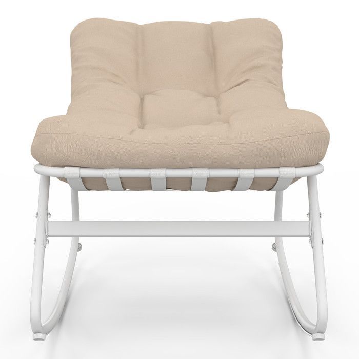 IDMARKET Juego de 2 mecedoras de jardín ARONA blancas con cojines beige