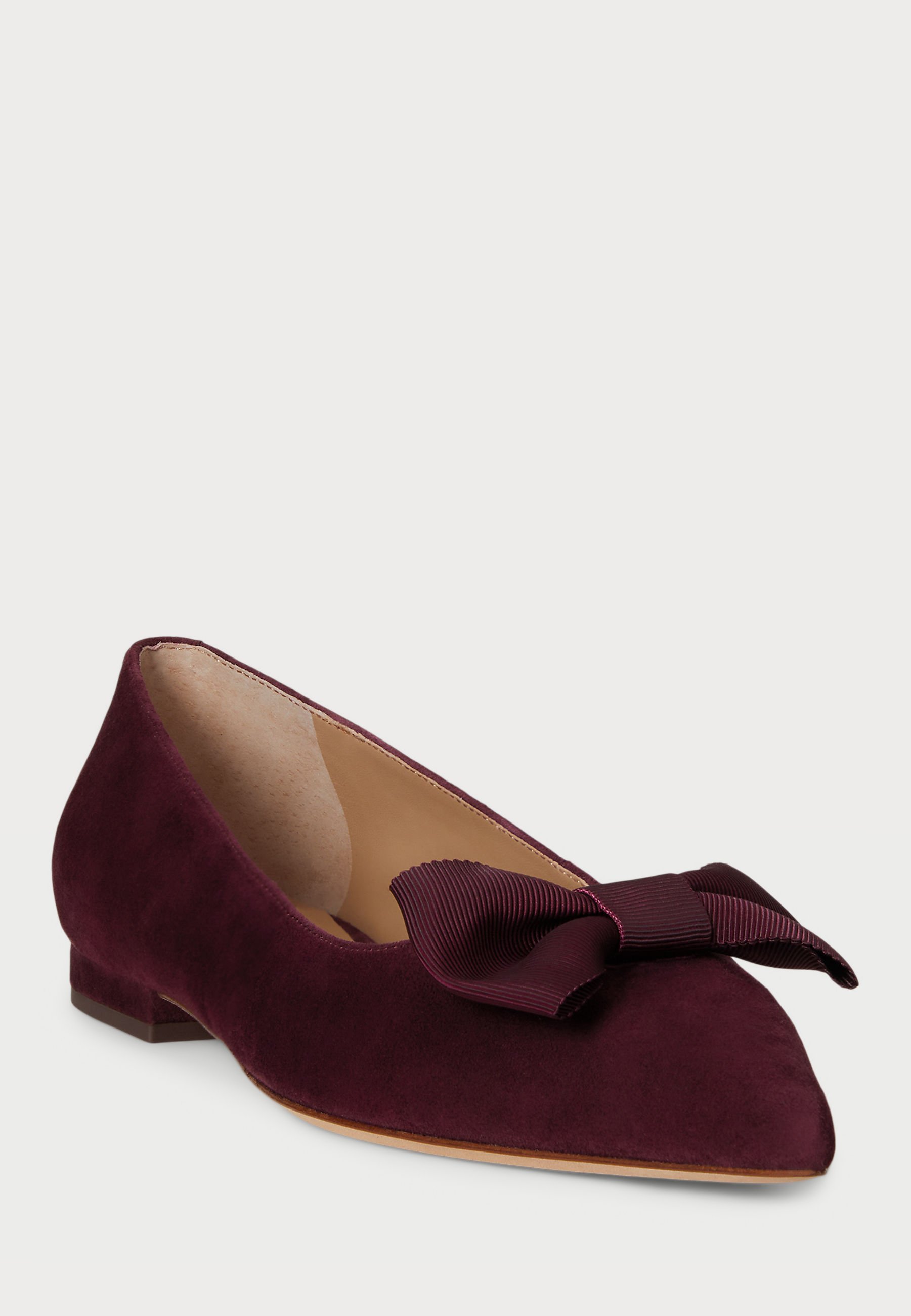 Lauren Ralph Lauren LONDYN BOW TRIM SUEDE BALLET FLAT - Balerini - grenat închis