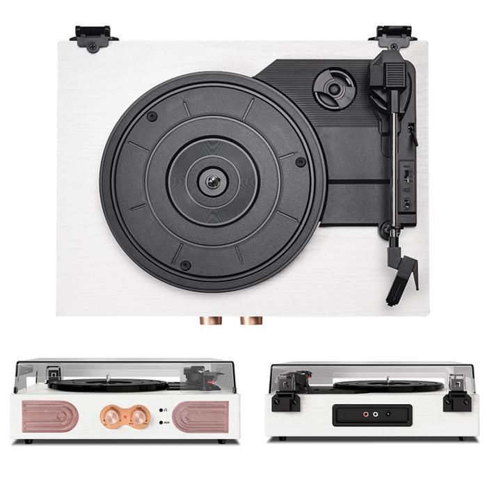 Platine Vinyle Bluetooth-TANLANIN-TE2030-Lecteur Vinyle à 3 Vitesses-Enceintes Intégrées-Automatique-Blanc