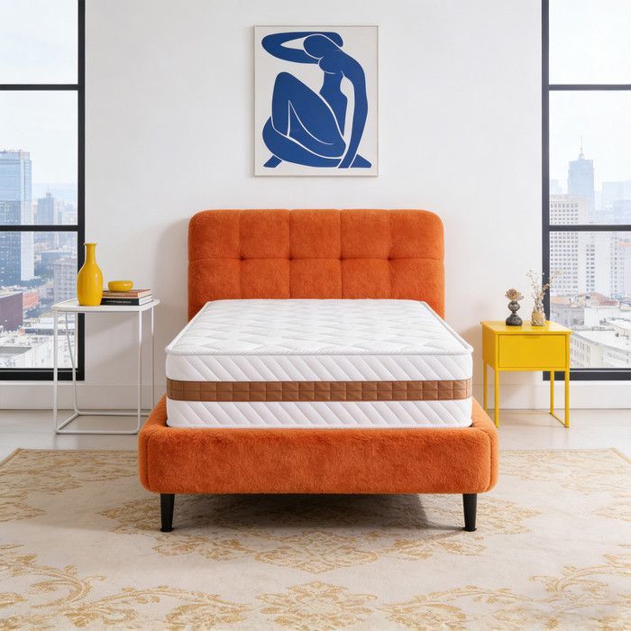 Colchón de 90x190 cm, de muelles ensacados y espuma viscoelástica, 9 zonas ergonómicas, certificado Oeko-Tex, doble cara, transpirable.
