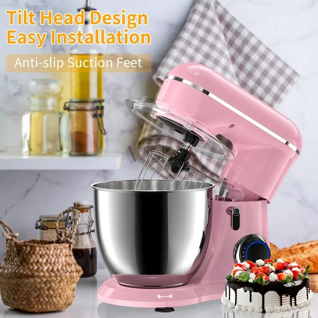 Batedeira de pedestal Samsaimo, 6,5 QT, 660 W, 10 velocidades, cabeça inclinável, batedeira elétrica de cozinha com tigela, gancho para massa, batedor e fouet para a maioria dos cozinheiros domésticos.