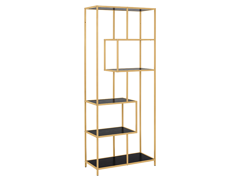 Regał Seaford 77 cm z półkami czarno-złoty