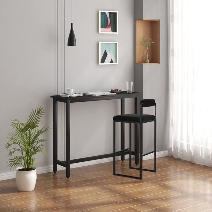 WOLTU 4x Tabourets de Bar en Velours et Métal, Chaise Haute Bar, Design Moderne, Hauteur du Siège 75cm, Noir BH343sz-4