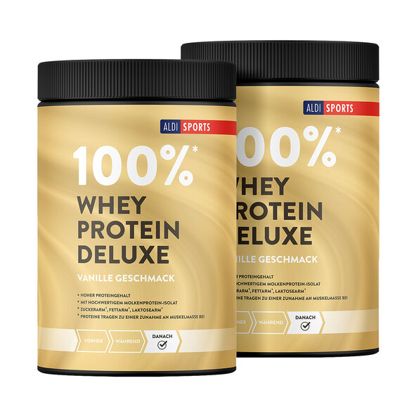 Set de 2 proteine din zer Deluxe Vanilie (2x 420g = 840g)