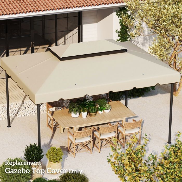 Outsunny - Vervangend dakzeil voor tuinpaviljoen - Polyester - 400x300cm - Beige