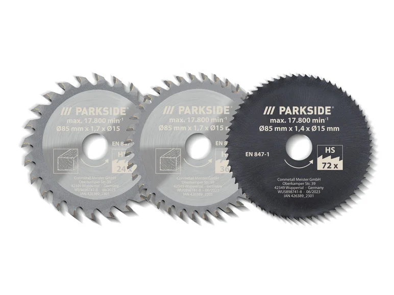 PARKSIDE® Lames de scie circulaire PHKSA 12, Ø 85 mm, 3 peças
