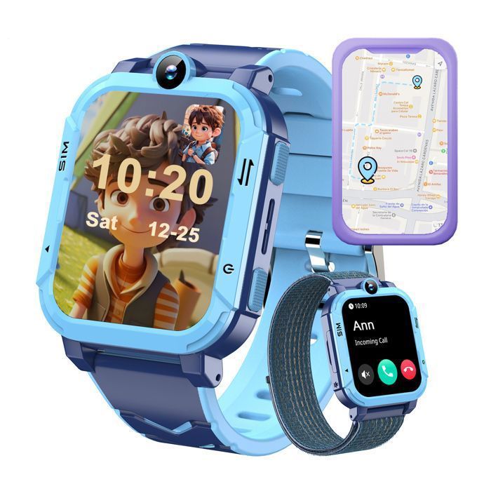 Smartwatch 4G per bambini, con funzioni di videochiamata, GPS, SOS, chat, sveglia, giochi, fotocamera, modalità elegante e regalo perfetto per ragazzi e ragazze.