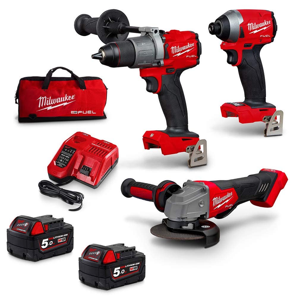 Conjunto de 3 peças MILWAUKEE 18V FUEL™ ONE-KEY™ 2 x 5,0 Ah M18ONEPP3A2502B